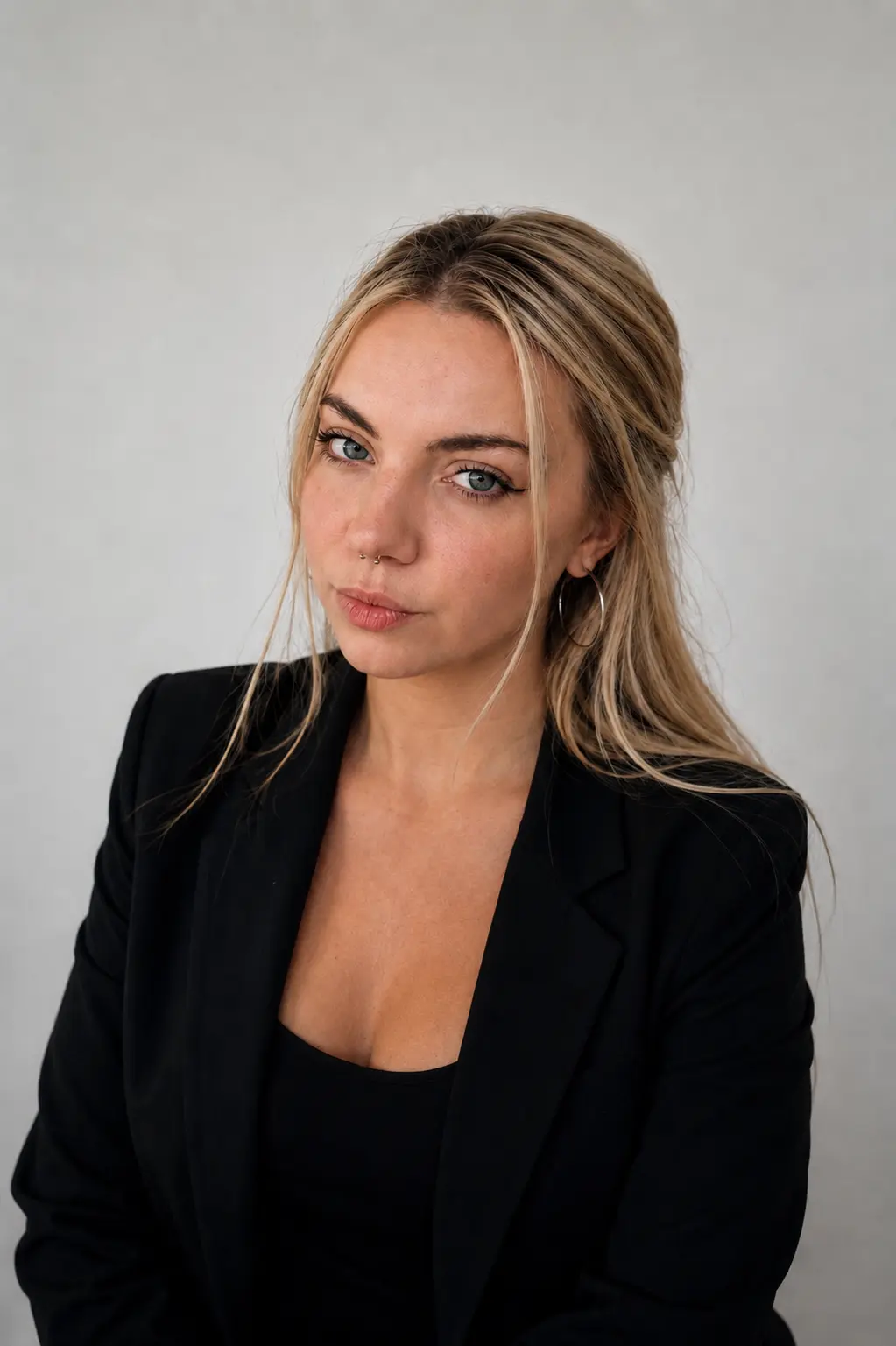 Close portrait of Veronika in a black blazer