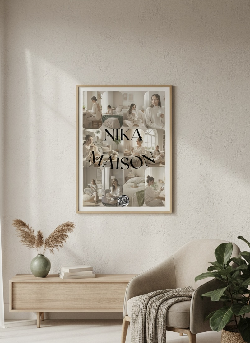 Nika Maison — framed collage poster in a calm interior