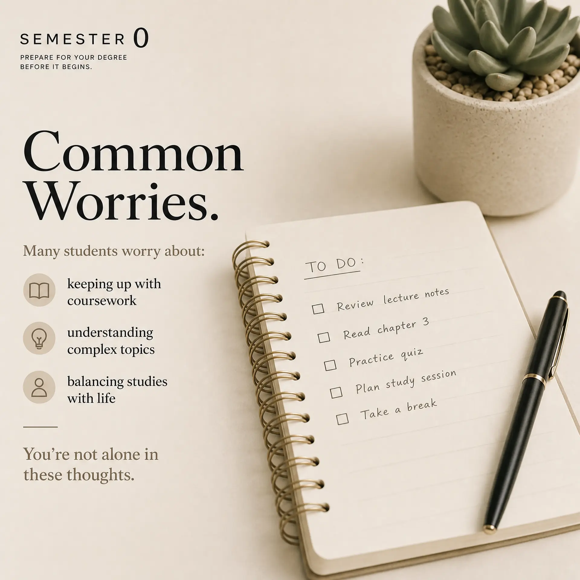 Semester 0 — Common Worries carousel slide